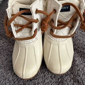 Sperry Kids' Cream and Tan Rain Boots